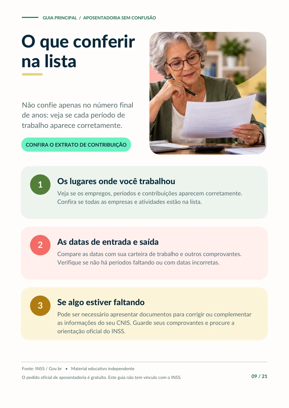 Página real do guia sobre conferir registros